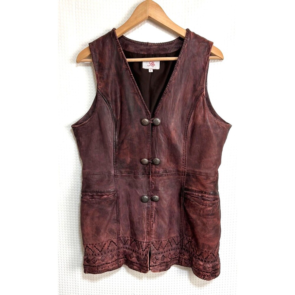 Roja Women's‎ size Large Leather Western Festival Burning Man Jacket Vest Dress